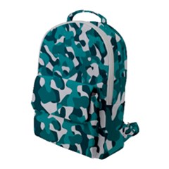 Teal And White Camouflage Pattern Flap Pocket Backpack (large) by SpinnyChairDesigns