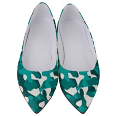 Teal And White Camouflage Pattern Women s Low Heels by SpinnyChairDesigns