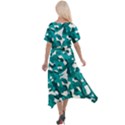 Teal and White Camouflage Pattern Cross Front Sharkbite Hem Maxi Dress View2