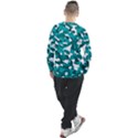 Teal and White Camouflage Pattern Men s Long Sleeve Raglan Tee View2