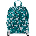 Teal and White Camouflage Pattern Zip Up Backpack View3