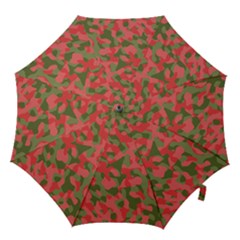 Pink And Green Camouflage Pattern Hook Handle Umbrellas (large) by SpinnyChairDesigns