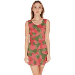 Pink And Green Camouflage Pattern Bodycon Dress by SpinnyChairDesigns