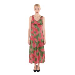 Pink And Green Camouflage Pattern Sleeveless Maxi Dress by SpinnyChairDesigns