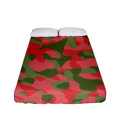 Pink And Green Camouflage Pattern Fitted Sheet (full/ Double Size) by SpinnyChairDesigns