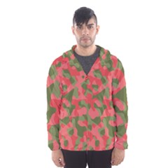 Pink And Green Camouflage Pattern Men s Hooded Windbreaker by SpinnyChairDesigns