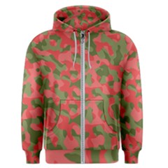 Pink And Green Camouflage Pattern Men s Zipper Hoodie by SpinnyChairDesigns