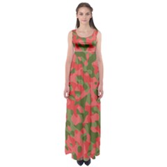 Pink And Green Camouflage Pattern Empire Waist Maxi Dress by SpinnyChairDesigns