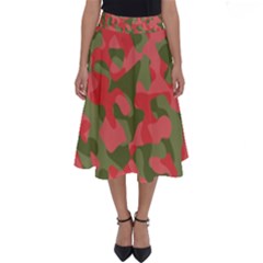 Pink And Green Camouflage Pattern Perfect Length Midi Skirt by SpinnyChairDesigns