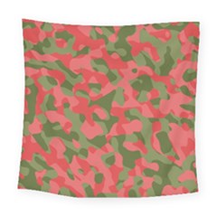 Pink And Green Camouflage Pattern Square Tapestry (large) by SpinnyChairDesigns