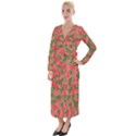 Pink and Green Camouflage Pattern Velvet Maxi Wrap Dress View1