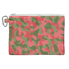 Pink And Green Camouflage Pattern Canvas Cosmetic Bag (xl) by SpinnyChairDesigns