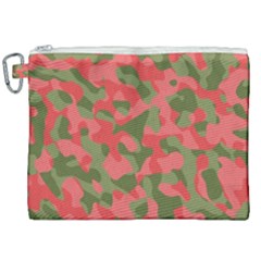 Pink And Green Camouflage Pattern Canvas Cosmetic Bag (xxl) by SpinnyChairDesigns