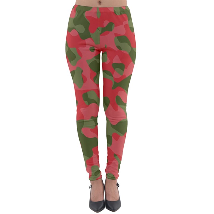 Pink and Green Camouflage Pattern Lightweight Velour Leggings