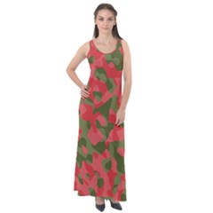 Pink And Green Camouflage Pattern Sleeveless Velour Maxi Dress by SpinnyChairDesigns