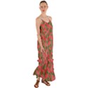 Pink and Green Camouflage Pattern Cami Maxi Ruffle Chiffon Dress View1