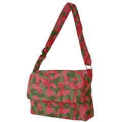 Pink And Green Camouflage Pattern Full Print Messenger Bag (l)