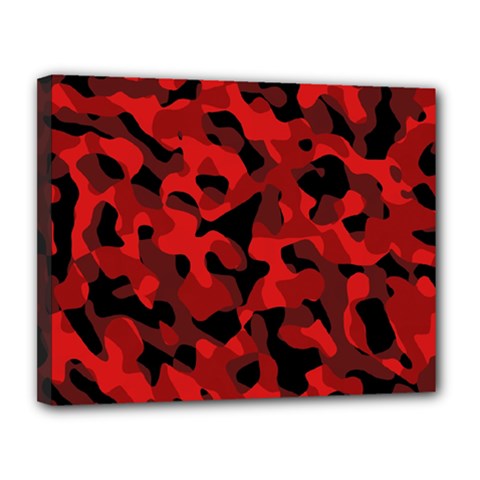 Red And Black Camouflage Pattern Canvas 14  X 11  (stretched) by SpinnyChairDesigns