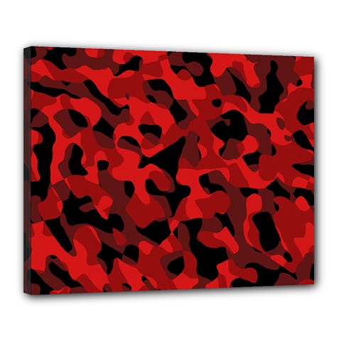 Red And Black Camouflage Pattern Canvas 20  X 16  (stretched) by SpinnyChairDesigns