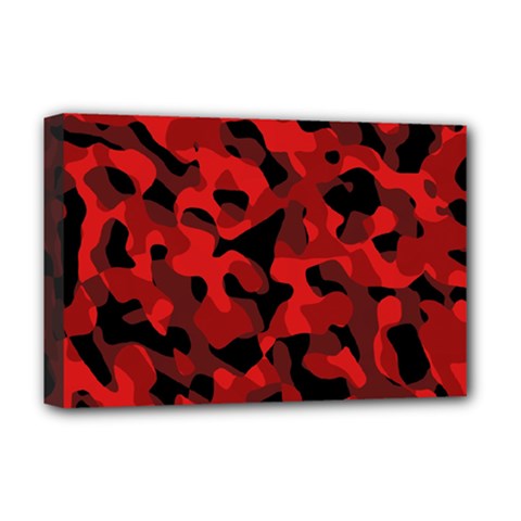 Red And Black Camouflage Pattern Deluxe Canvas 18  X 12  (stretched) by SpinnyChairDesigns