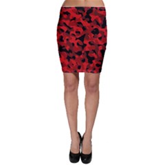 Red And Black Camouflage Pattern Bodycon Skirt by SpinnyChairDesigns