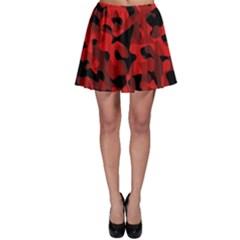 Red And Black Camouflage Pattern Skater Skirt by SpinnyChairDesigns