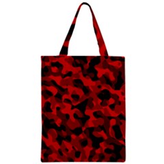 Red And Black Camouflage Pattern Zipper Classic Tote Bag by SpinnyChairDesigns