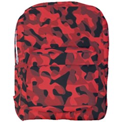 Red And Black Camouflage Pattern Full Print Backpack by SpinnyChairDesigns