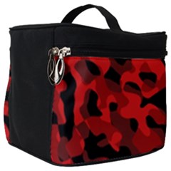 Red And Black Camouflage Pattern Make Up Travel Bag (big) by SpinnyChairDesigns