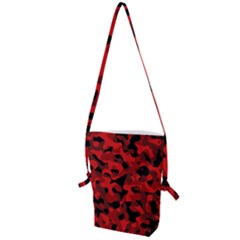 Red And Black Camouflage Pattern Folding Shoulder Bag by SpinnyChairDesigns