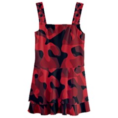 Red And Black Camouflage Pattern Kids  Layered Skirt Swimsuit by SpinnyChairDesigns