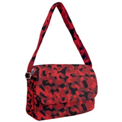 Red And Black Camouflage Pattern Courier Bag by SpinnyChairDesigns