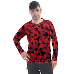 Red And Black Camouflage Pattern Men s Pique Long Sleeve Tee