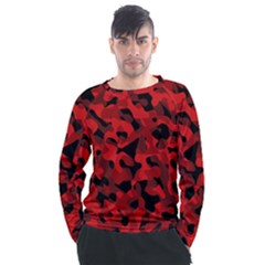 Red And Black Camouflage Pattern Men s Long Sleeve Raglan Tee