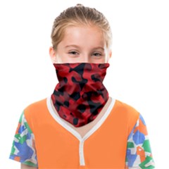 Red And Black Camouflage Pattern Face Covering Bandana (kids)