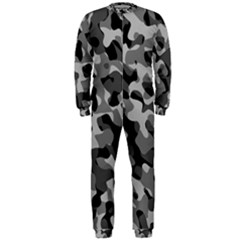 Grey And Black Camouflage Pattern Onepiece Jumpsuit (men)  by SpinnyChairDesigns