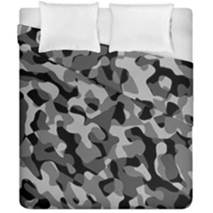 Grey And Black Camouflage Pattern Duvet Cover Double Side (california King Size) by SpinnyChairDesigns