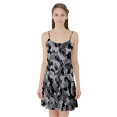 Grey And Black Camouflage Pattern Satin Night Slip by SpinnyChairDesigns