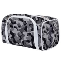 Grey And Black Camouflage Pattern Toiletries Pouch by SpinnyChairDesigns