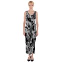 Grey and Black Camouflage Pattern Fitted Maxi Dress View1