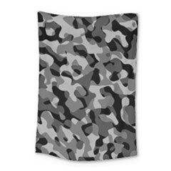 Grey And Black Camouflage Pattern Small Tapestry by SpinnyChairDesigns