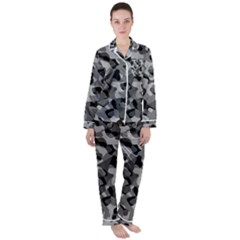 Grey And Black Camouflage Pattern Satin Long Sleeve Pyjamas Set by SpinnyChairDesigns