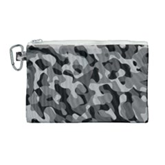 Grey And Black Camouflage Pattern Canvas Cosmetic Bag (large) by SpinnyChairDesigns