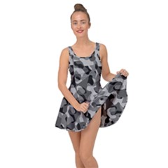 Grey And Black Camouflage Pattern Inside Out Casual Dress by SpinnyChairDesigns