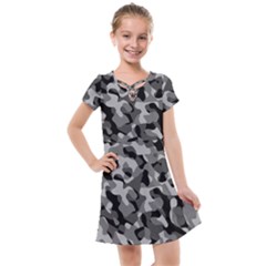 Grey And Black Camouflage Pattern Kids  Cross Web Dress by SpinnyChairDesigns