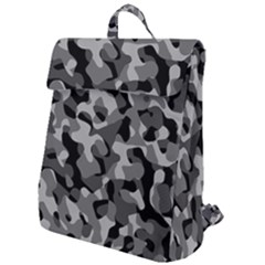 Grey And Black Camouflage Pattern Flap Top Backpack by SpinnyChairDesigns