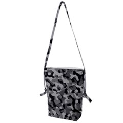 Grey And Black Camouflage Pattern Folding Shoulder Bag by SpinnyChairDesigns