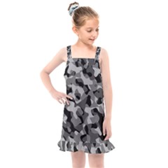 Grey And Black Camouflage Pattern Kids  Overall Dress by SpinnyChairDesigns