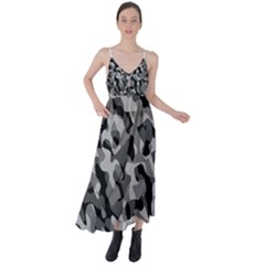 Grey And Black Camouflage Pattern Tie Back Maxi Dress by SpinnyChairDesigns