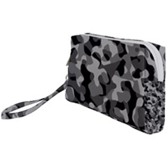 Grey And Black Camouflage Pattern Wristlet Pouch Bag (small) by SpinnyChairDesigns